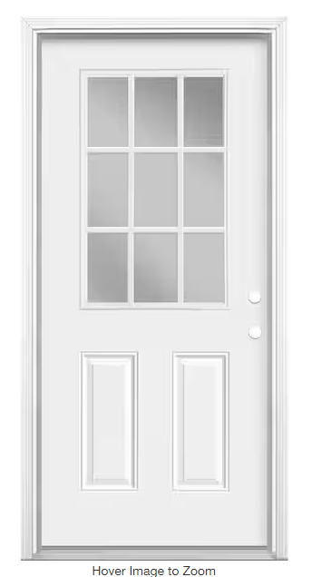 Photo 4 of 36 in. x 80 in. 9 Lite Left Hand Inswing Primed Steel Prehung Front Exterior Door with Brickmold