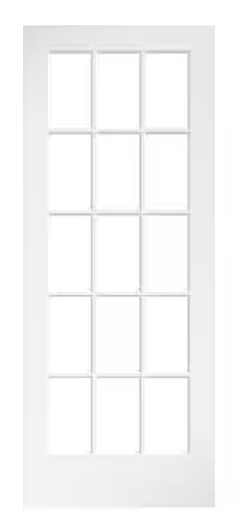 Photo 1 of ***SCUFFED/SCRATCHED*** 30 in. x 80 in. Clear Glass 15-Lite True Divided White Finished Solid French Interior Door Slab