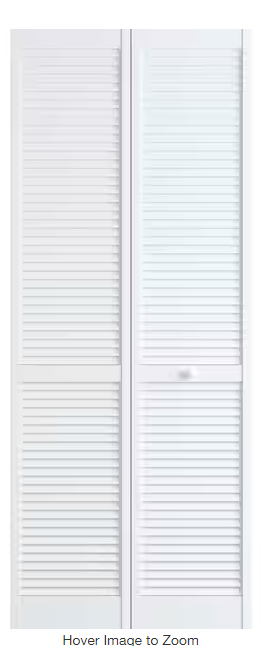 Photo 1 of 36 in. x 80 in. Solid Core Louver Pine White Wood Interior Closet Bi-fold Door