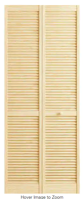 Photo 1 of 24 in. x 78 in. Louver Pine Unfinished Interior Closet Bi-fold Door