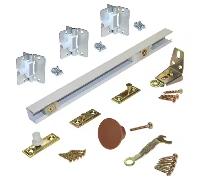 Photo 1 of 1700 Series 30 in. White Bi-Fold Track and Hardware Set for (2) 15 in Doors