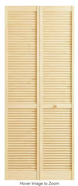 Photo 1 of 30 in. x 80 in. Louver/Panel Pine Unfinished Interior Closet Bi-fold Door