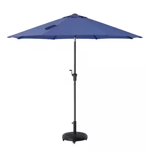 Photo 1 of 9 ft. Aluminum Market Crank and Tilt Patio Umbrella in Sky Blue