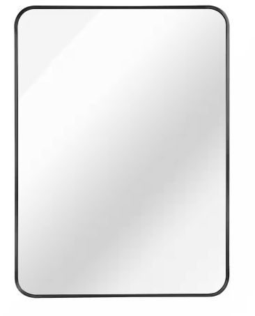 Photo 1 of 24 in. W x 32 in. H Rectangular Aluminum Framed Wall Mounted Mirror Vanity Mirror Living Room, Bedroom in Black
