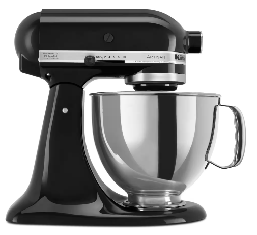 Photo 1 of 
KitchenAid
Artisan 5 Qt. 10-Speed Onyx Black Stand Mixer with Flat Beater, 6-Wire Whip and Dough Hook Attachments