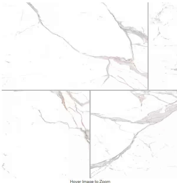 Photo 1 of Impero Prestige White 24 in. x 48 in. Marble Look Porcelain Floor and Wall Tile (15.50 sq. ft./Case)CRACKED