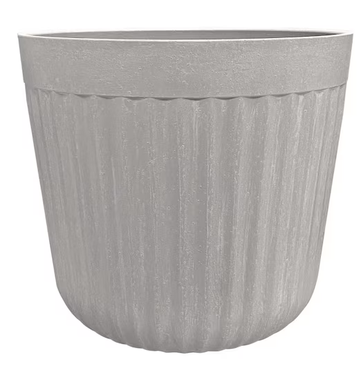 Photo 1 of 15 in. x 15 in. Arlington Fluted Antique Ghost Self-Watering Resin Planter