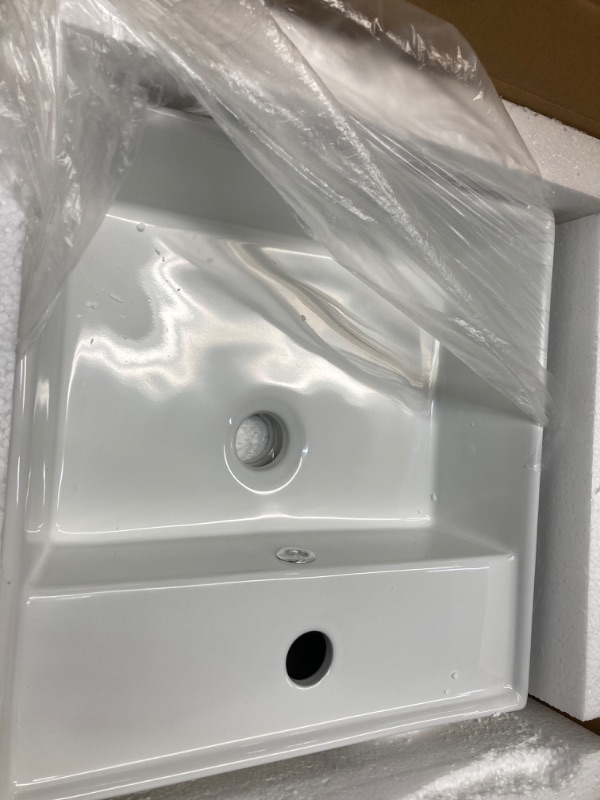 Photo 2 of 16"x16" Square Bathroom Vessel Sink,Floating or Countertop Small Bathroom Sinks Modern,Above Counter Ceramic Vessel Vanity Sink,Lavatory Vanity Basin,Wall Mount Sink