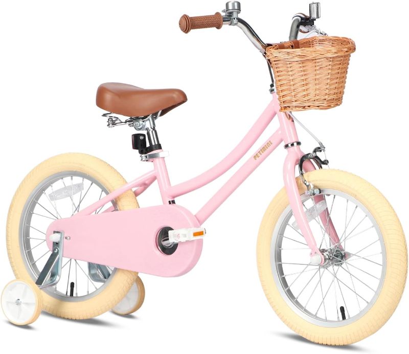 Photo 1 of Petimini Girls Bike with Basket for 2-12 Years Old Kids, 12 14 16 18 20 Inch Bicycle with Bell Training Wheels, **PINK**