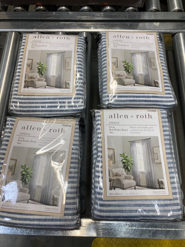 Photo 1 of allen + roth 84-in Navy Light Filtering Rod Pocket Single Curtain Panel (4 SETS)