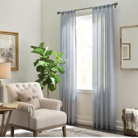Photo 1 of allen + roth 84-in Navy Light Filtering Rod Pocket Single Curtain Panel (4 SETS)