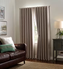 Photo 1 of allen + roth 84-in Linen Blackout Thermal Lined Back Tab Single Curtain Panel (2 SETS)