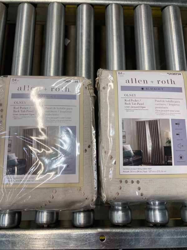 Photo 1 of allen + roth 84-in Linen Blackout Thermal Lined Back Tab Single Curtain Panel (2 SETS)