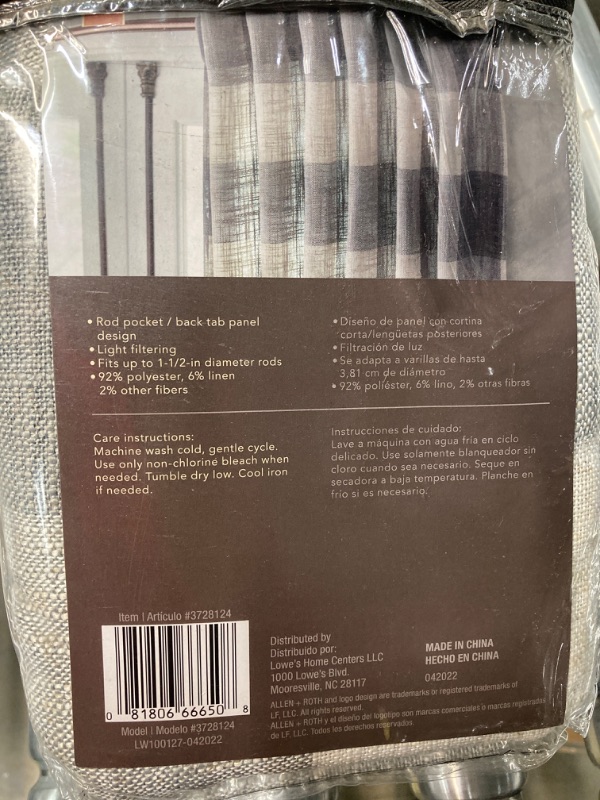 Photo 3 of allen + roth 95-in Grey Light Filtering Back Tab Single Curtain Panel (2 SETS)