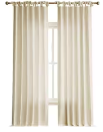 Photo 1 of allen + roth 84-in Ivory Light Filtering Tie Top Single Curtain Panel (3 SETS)