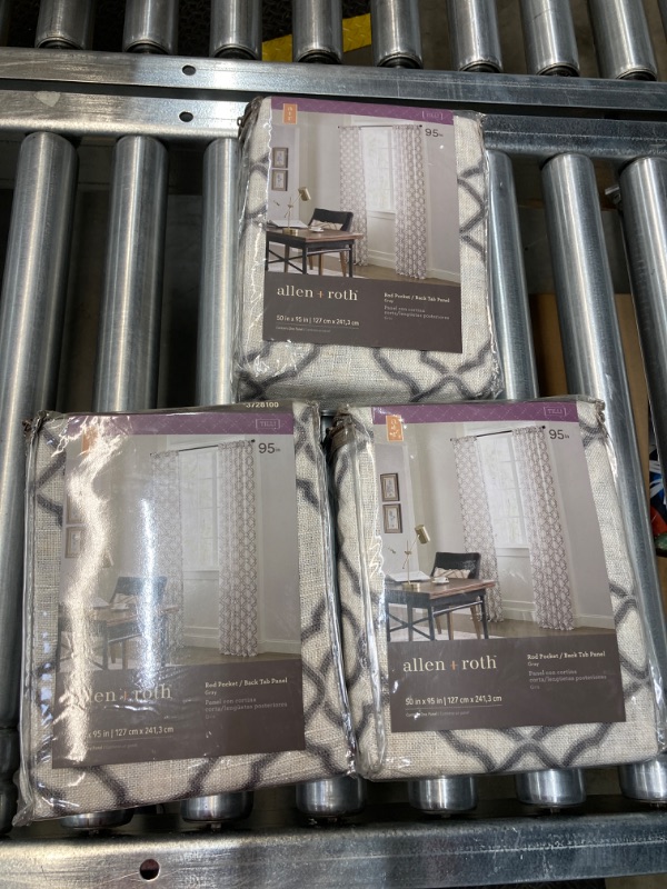 Photo 2 of allen + roth 95-in Grey Light Filtering Back Tab Single Curtain Panel (3 SETS)