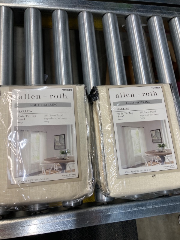 Photo 2 of allen + roth 95-in Ivory Light Filtering Tie Top Single Curtain Panel (2 SETS)