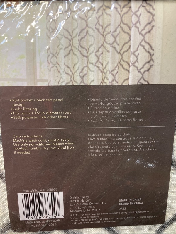 Photo 1 of allen + roth 84-in Grey Light Filtering Back Tab Single Curtain Panel (4 SETS)