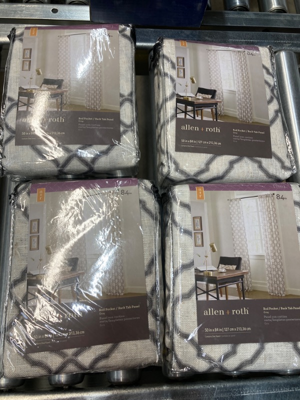 Photo 1 of allen + roth 84-in Grey Light Filtering Back Tab Single Curtain Panel (4 SETS)