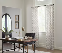 Photo 1 of allen + roth 84-in Grey Light Filtering Back Tab Single Curtain Panel (4 SETS)