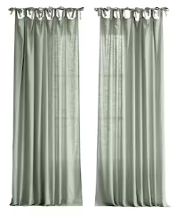 Photo 1 of allen + roth 84-in Sea Green Light Filtering Tie Top Single Curtain Panel (4 SETS)