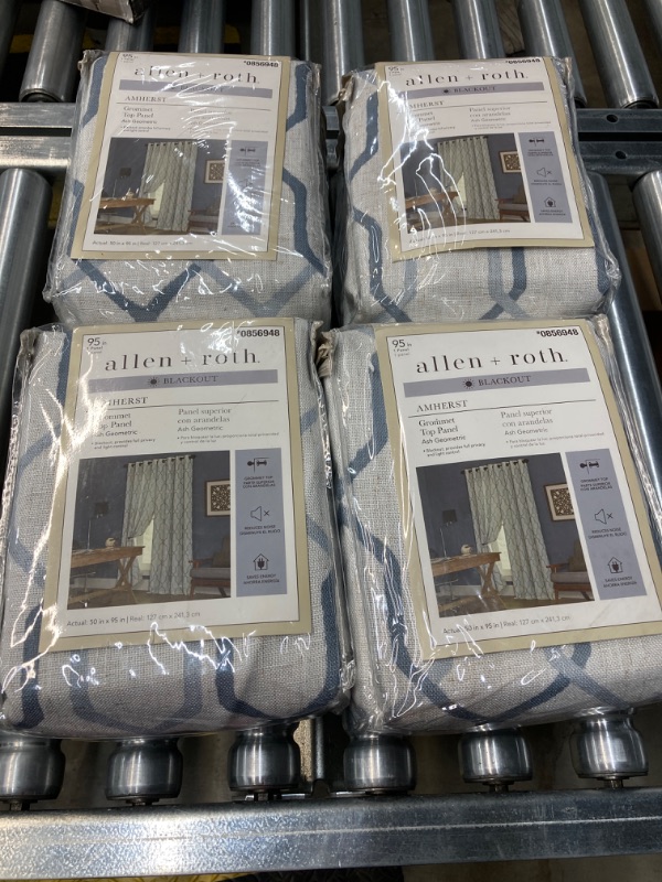 Photo 2 of ALLEN ROTH ASH GREY NAVY CURTAINS 95 IN (4 SETS)