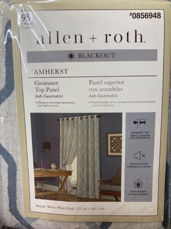 Photo 1 of ALLEN ROTH ASH GREY NAVY CURTAINS 95 IN (4 SETS)