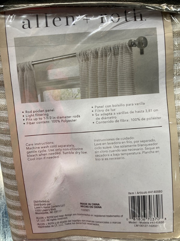 Photo 3 of allen + roth 84-in Linen Light Filtering Rod Pocket Single Curtain Panel (3 SETS)