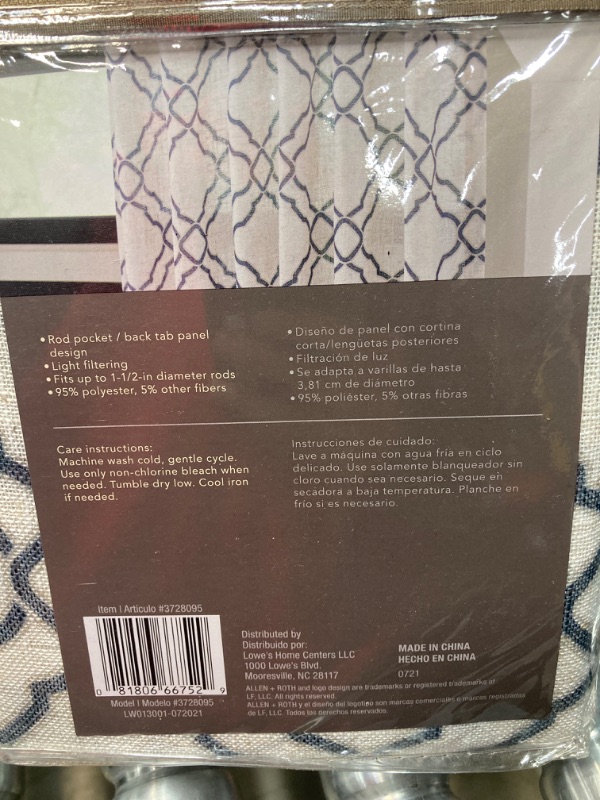 Photo 1 of allen + roth 84-in Navy Light Filtering Back Tab Single Curtain Panel (4 SETS)