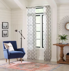Photo 1 of allen + roth 84-in Navy Light Filtering Back Tab Single Curtain Panel (4 SETS)