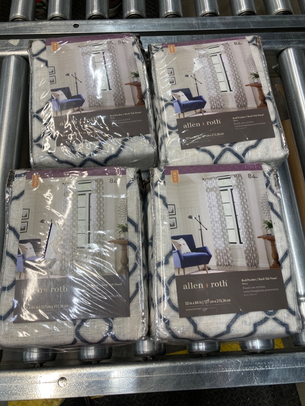 Photo 1 of allen + roth 84-in Navy Light Filtering Back Tab Single Curtain Panel (4 SETS)