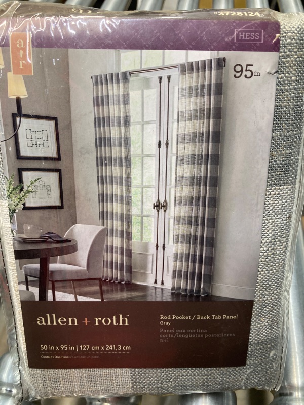 Photo 2 of allen + roth 95-in Grey Light Filtering Back Tab Single Curtain Panel