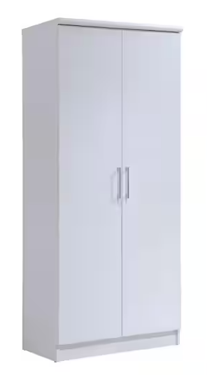 Photo 1 of 2-Door White Armoire with Shelves 72 in. x 31.5 in. x 17 in