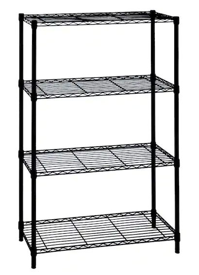 Photo 1 of 4-Tier Steel Wire Shelving Unit in Black (36 in. W x 54 in. H x 14 in. D)