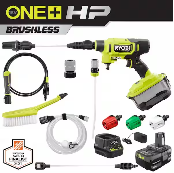 Photo 1 of ONE+ HP 18-Volt Brushless EZClean 600 PSI 0.7 GPM Cordless Electric Power Cleaner w/ 4.0Ah Battery, Charger, Accessories