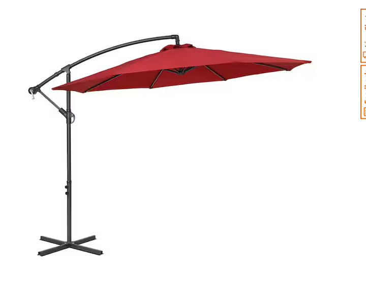 Photo 1 of 10 ft. Steel Pole Octagon Cantilever Patio Umbrella in Red with Stand and without Base