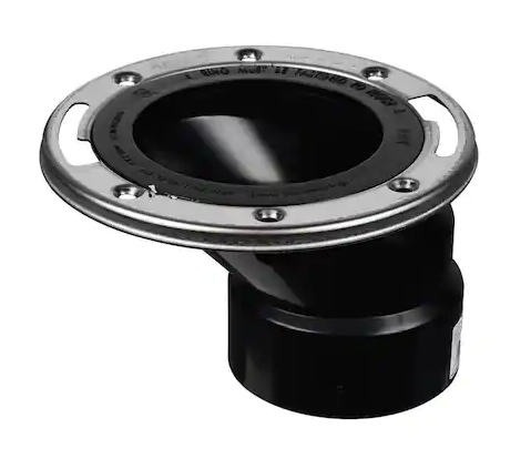 Photo 1 of 3 in. ABS Open Offset Plastic Toilet Flange with Stainless Steel Ring