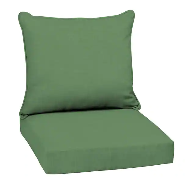 Photo 1 of 22 in. x 24 in. 2-Piece Deep Seating Outdoor Lounge Chair Cushion in Moss Green Leala