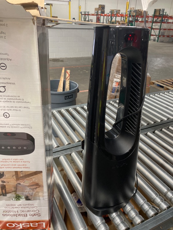 Photo 1 of Bladeless 1500W 28 in. Black Electric Oscillating Tower Ceramic Space Heater with Remote Control and Digital Display