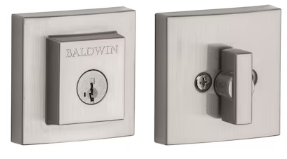 Photo 2 of Baldwin Prestige Series Square Satin Nickel Single Cylinder Deadbolt with SmartKey***2 PACK