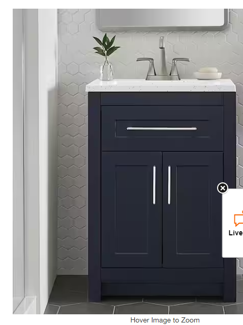 Photo 3 of Clady 25 in. W x 19 in. D x 35 in. H Single Sink Bath Vanity in Deep Blue with Silver Ash Cultured Marble Top