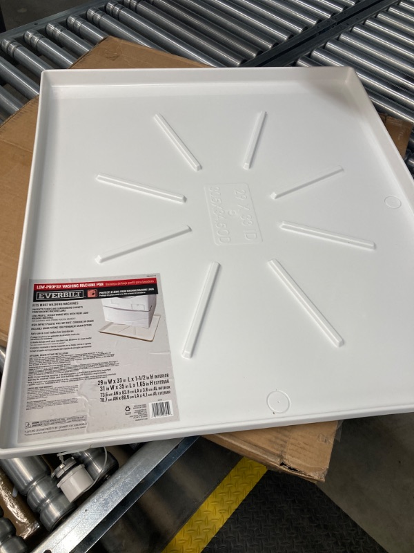 Photo 2 of 29 in. x 33 in. Low Profile Washing Machine Drain Pan in White