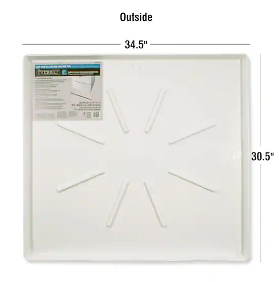 Photo 1 of 29 in. x 33 in. Low Profile Washing Machine Drain Pan in White