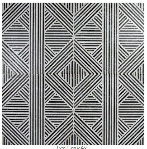 Photo 1 of Astoria Black and White 24 in. x 24 in. Matte Porcelain Floor and Wall Tile (4 Pieces, 15.49 sq. ft./Case)