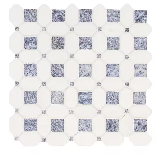 Photo 2 of Azula Hatchwork 12 in. x 12 in. Polished Marble Mesh-Mounted Mosaic Tile (10 sq. ft. / Case)