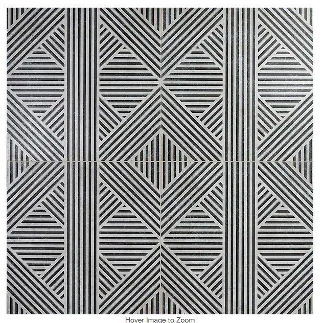 Photo 3 of Astoria Black and White 24 in. x 24 in. Matte Porcelain Floor and Wall Tile (4 Pieces, 15.49 sq. ft./Case)