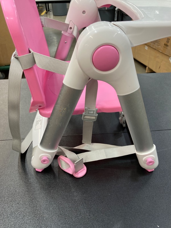 Photo 4 of FLIPPA Baby Booster Seat for Dining Table, Folding Portable Booster Chair for Toddlers Eating with Tray and Seat Belt Pink  **NEEDS CLEANING BEFORE USE**