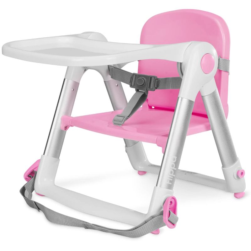 Photo 1 of FLIPPA Baby Booster Seat for Dining Table, Folding Portable Booster Chair for Toddlers Eating with Tray and Seat Belt Pink  **NEEDS CLEANING BEFORE USE**