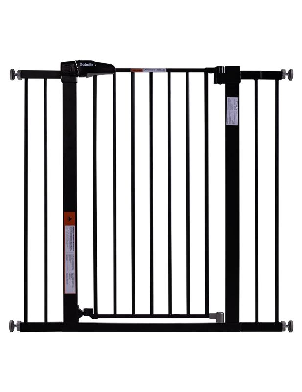 Photo 1 of BABELIO 36" Extra Tall Dog Gate, 26''-40'' Wide Auto Close Baby Gate, Pressure Mounted Metal Pet Gate, Easy Install No Drilling, No Tools Required, with Wall Protectors and Extenders (Black) **ORIGINAL PACKAGING** HARDWARE SEALED