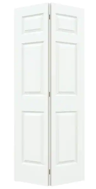 Photo 1 of 30 in. x 80 in. 6 Panel Colonial Primed Textured Molded Composite Closet Bi-Fold Door(2 doors)